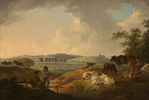 Near Hampstead, Harrow in the Distance, , Julius Caesar Ibbetson