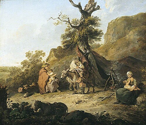 A Peasant Family around a Campfire, , Julius Ibbetson