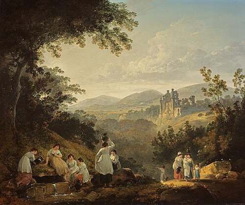 View of Rosslyn Castle from the grounds of Sheriff Clerk (Mavisbank), 1803, Julius Caesar Ibbetson