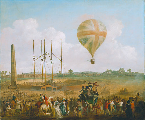 George Biggins Ascent in Lundardi's balloon, 1785, Julius Caesar Ibbetson