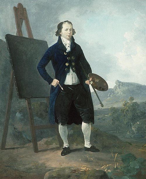 Self portrait of artist in landscape, 1780, Julius Ibbetson