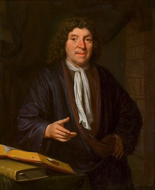 Portret van een geleerde (vermoedelijk Cornelius van Acker, pastoor te Delft) in zijn studeerkamer, , Jan Verkolje