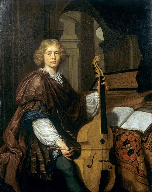 Portrait of a youth with a viola da gamba, 1672, Jan Verkolje