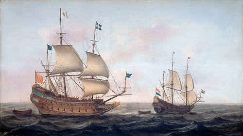 A Warship, built in 1626 by order of Louis XIII in a Dutch shipyard, Arriving at a Dutch Port under , 1630, Jacob Gerritsz Loef