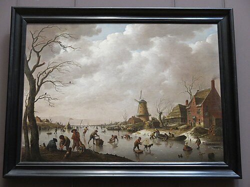Patineurs sur un canal glacé, 1779, Heinrich Wilhelm Schweickhardt