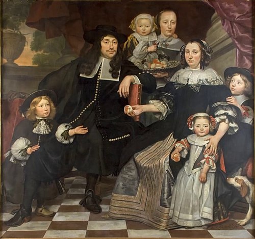 A family on the terrace of a country house, 1669, Hendrick ten Oever