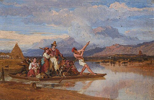 The Italian Family: Ferry on the River Ninfa, 1831, Penry Williams
