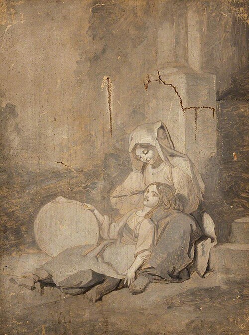 Two Girls with a Tambourine, , Penry Williams
