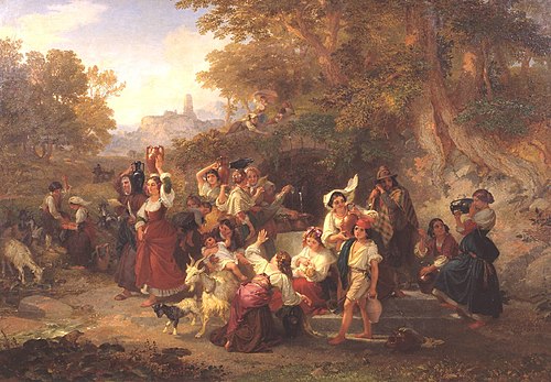 Neapolitan Peasants at a Fountain, 1859, Penry Williams