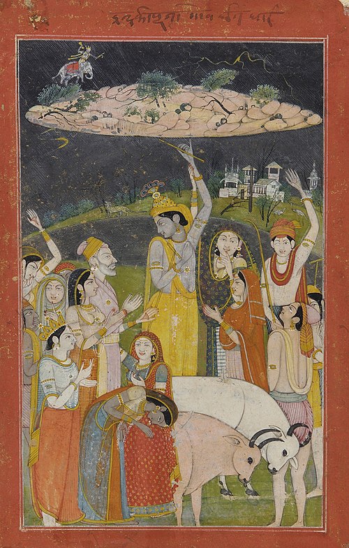 Krishna Holding Mount Govardhan, 1790, Mola Ram