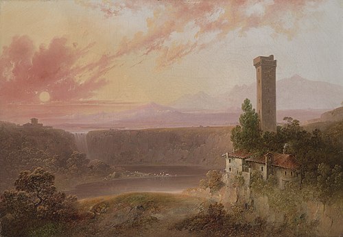 View of Lake Nemi at Sunset, 1845, Joshua Shaw