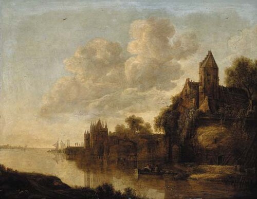 Castle by a river, 1650, Adriaen Hendriksz Verboom