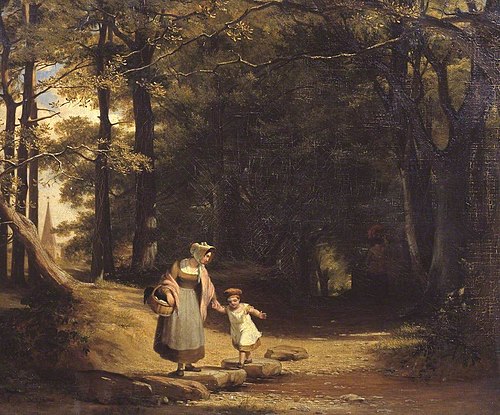 Stepping Stones on the Machno, North Wales - Study from Nature, 1844, William Frederick Witherington