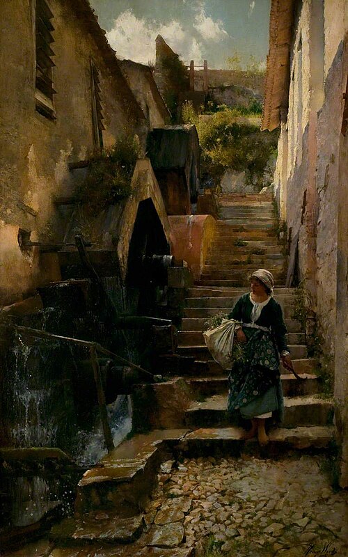 The Water Wheels at Savassa, Italy, 1886, Henry Woods