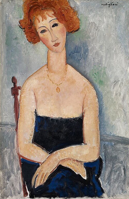Redheaded woman wearing a pendant, 1918, Amedeo Modigliani