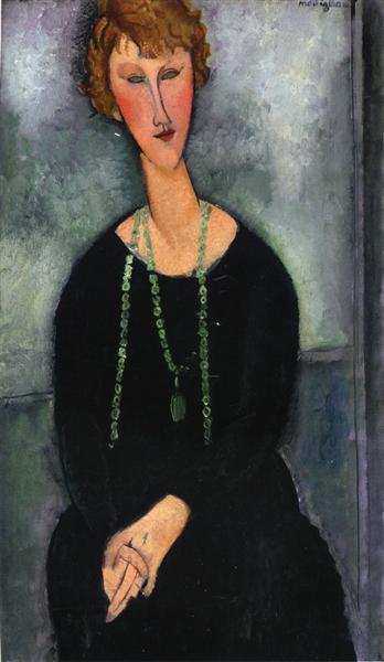 Woman with a green necklace (Madame Menier), 1918, Amedeo Modigliani