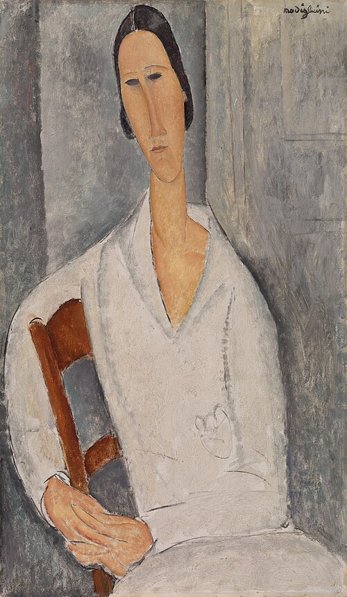 Madame Hanka Zborowska Leaning on a Chair (Madame Hanka Zborowska accoudée à une chaise), 1919, Amedeo Modigliani