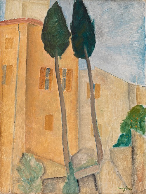 Cypresses and Houses at Cagnes, 1919, Amedeo Modigliani