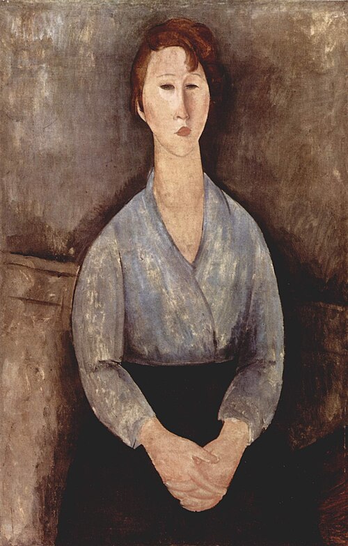 Femme assise avec un chemisier bleu, 1919, Amedeo Modigliani