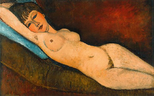 Reclining Nude on Blue Cushion, 1916, Amedeo Modigliani