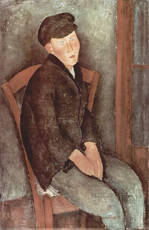 Garçon assis avec une casquette, 1918, Amedeo Modigliani
