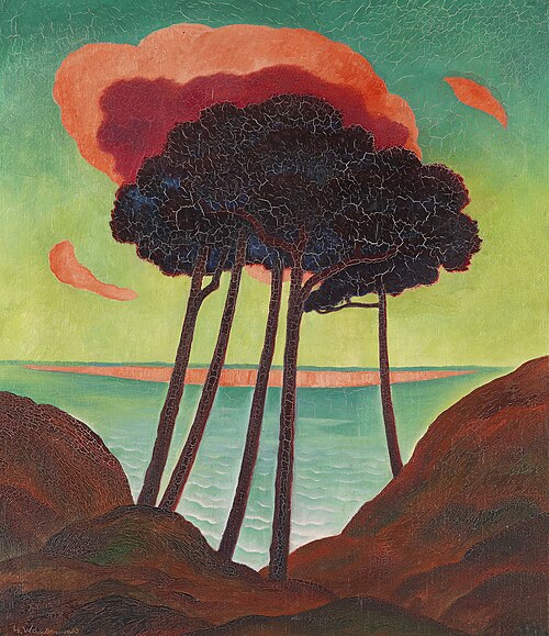 Kiefern mit roter Wolke, 1909, Gustav Wunderwald