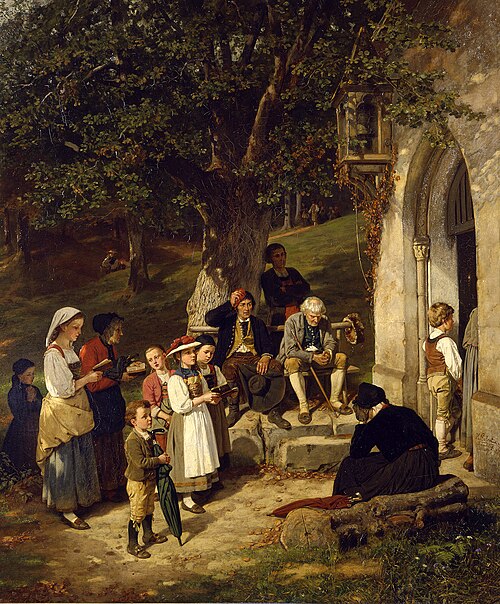 Wallfahrer an der Kapelle, 1870, Hubert Salentin