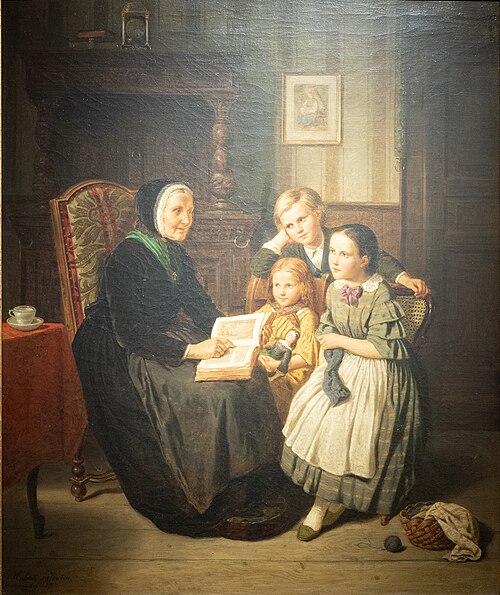 Die vorlesende Großmutter, 1859, Hubert Salentin
