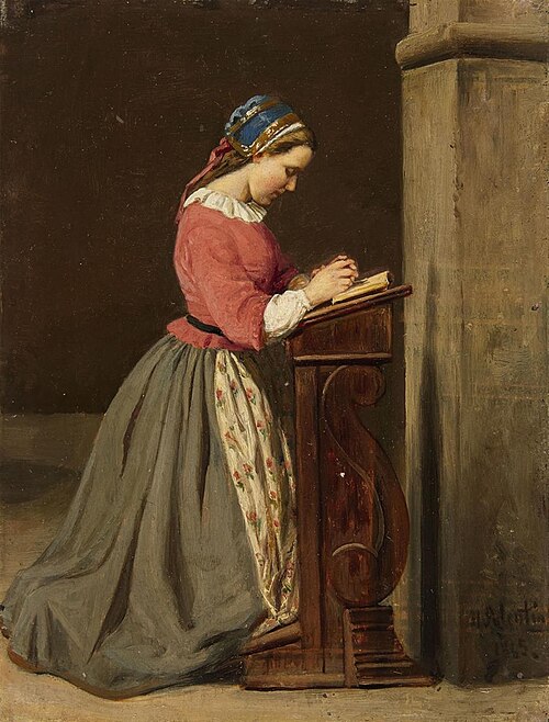 Young Girl praying, 1865, Hubert Salentin