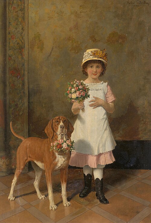 Mädchen mit Hund, 1884, Hubert Salentin