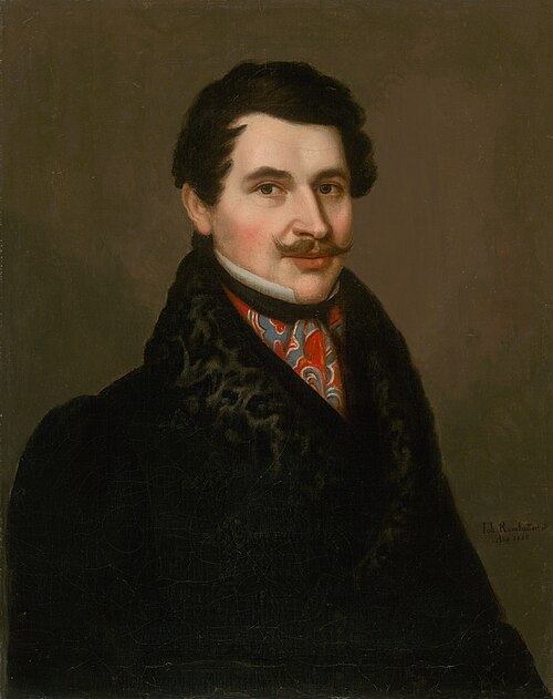 Portrét muža v kožušinovom golieri, 1835, János Rombauer
