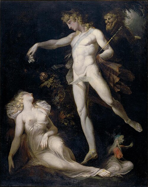 Oberon träufelt Blumensaft auf die Augen der schlafenden Titania, 1793, Johann Heinrich Füssli