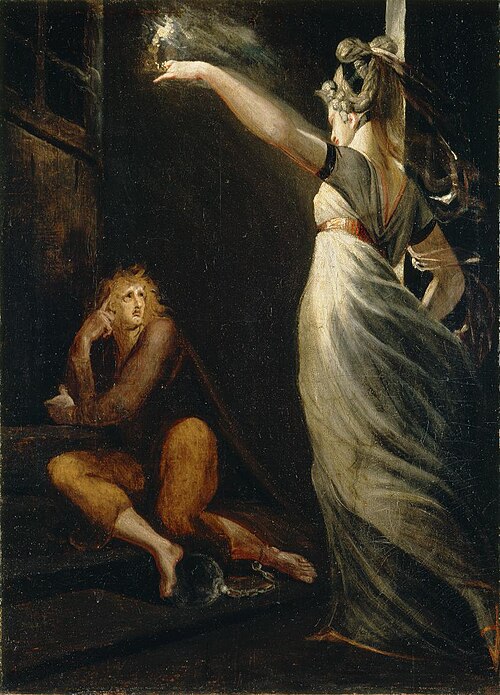 Almansaris besucht Hüon im Gefängnis, 1804, Johann Heinrich Füssli