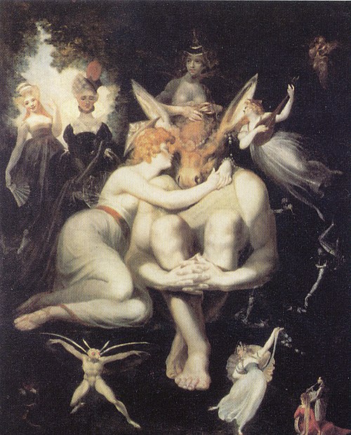 Titania caresse la tête de Bottom à tête d'âne, 1793, Johann Heinrich Füssli