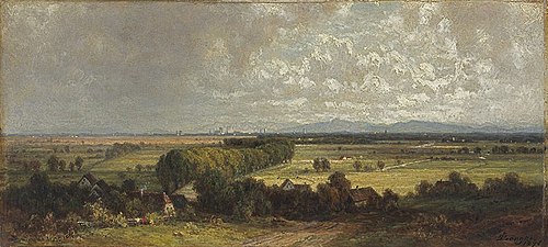 Blick von Dachau auf das Gebirge, 1895, Dietrich Langko