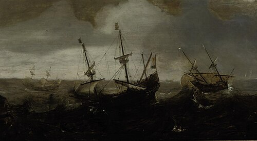 Whaling expedition in a rough sea, 1650, Andries van Eertvelt
