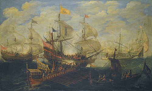 Naval battle between Turks and Christians, 1650, Andries van Eertvelt