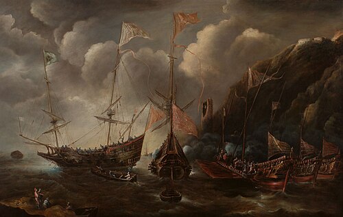 Shipping off a Mediterranean coast, 1650, Andries van Eertvelt