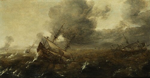 Ships in stormy sea, 1650, Andries van Eertvelt