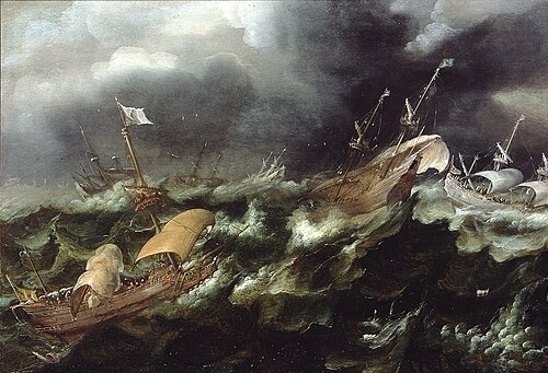 Ships in Stormy Seas, 1650, Andries van Eertvelt