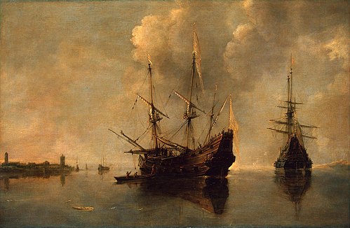 Two Ships at Anchor, 1640, Andries van Eertvelt