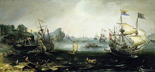 Dutch Ships loading Timber in a Northern Port, 1615, Andries van Eertvelt