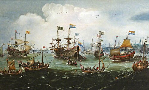 The Return to Amsterdam of the Second Expedition to the East Indies on 19 July 1599, 1615, Andries van Eertvelt