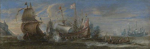 Action between Spanish and Dutch ships, 1650, Andries van Eertvelt