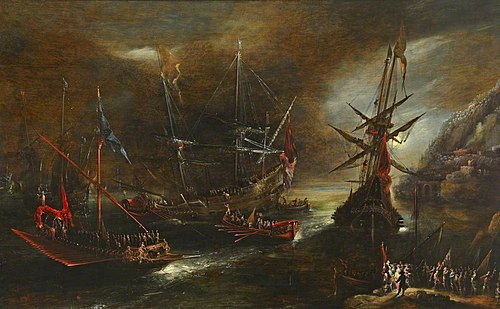 Embarkation of Spanish Troops, 1630, Andries van Eertvelt