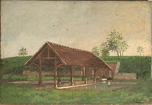 Lavoir, au centre d'une prairie, 1886, Ernest Peulot