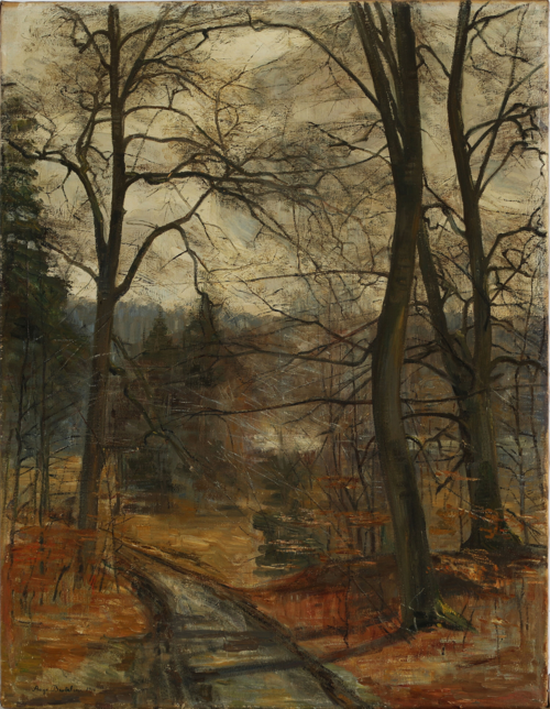 Udsigt over nøgne træer, 1916, Aage Bertelsen