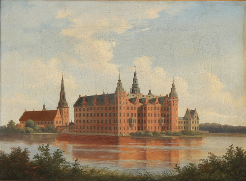 Summer day at Frederiksborg Castle, 1859, Andreas Juuel