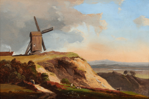 Landskab med en mølle, , Anton Eduard Kieldrup