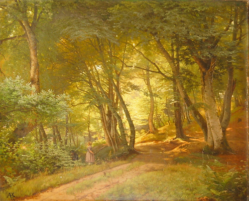 Mother and daughter picking berries., 1858, Anton Eduard Kieldrup